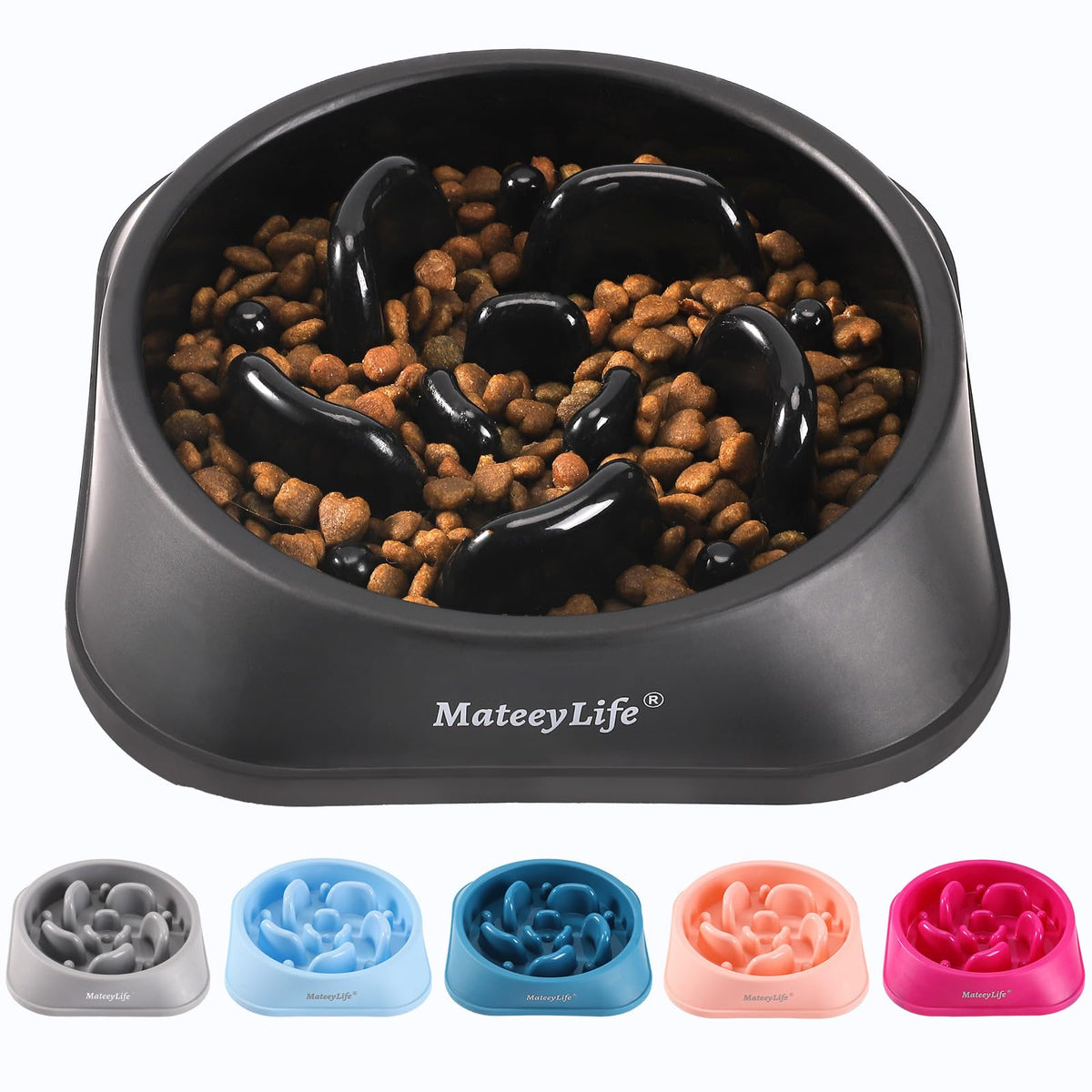 MateeyLife 2-Pack Slow Feeder Dog Bowls, 2 Cups, Dog Puzzle Feeder Bowl