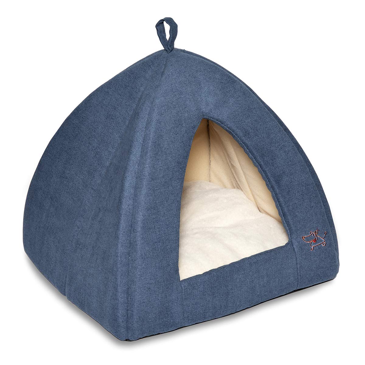 Best Pet Supplies Cat Bed for Indoor Cat, Domed Tent House with Removable Pillow, Covered Cat Cave for Small Dog, Puppies and All Breeds of Cats - Silver w/ Bones, 16 x 16 x H:14"