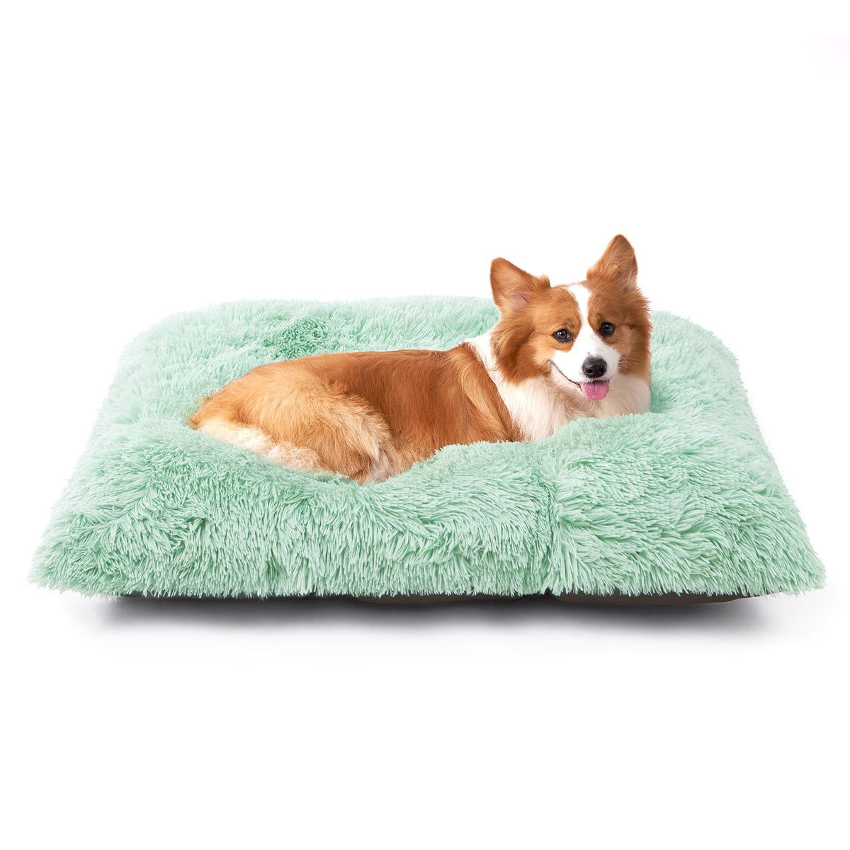 EHEYCIGA Fluffy Dog Crate Bed for Medium Dogs, Plush Crate Pad, Grey