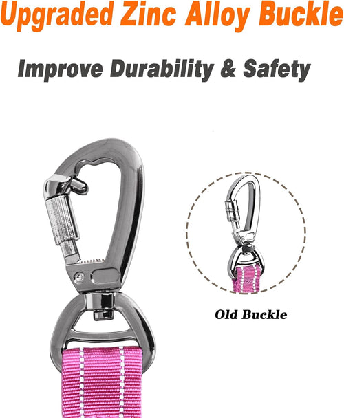 AUBELL Tactical Dog Leash Heavy Duty,4-6ft No Pull Bungee Leash,Pink