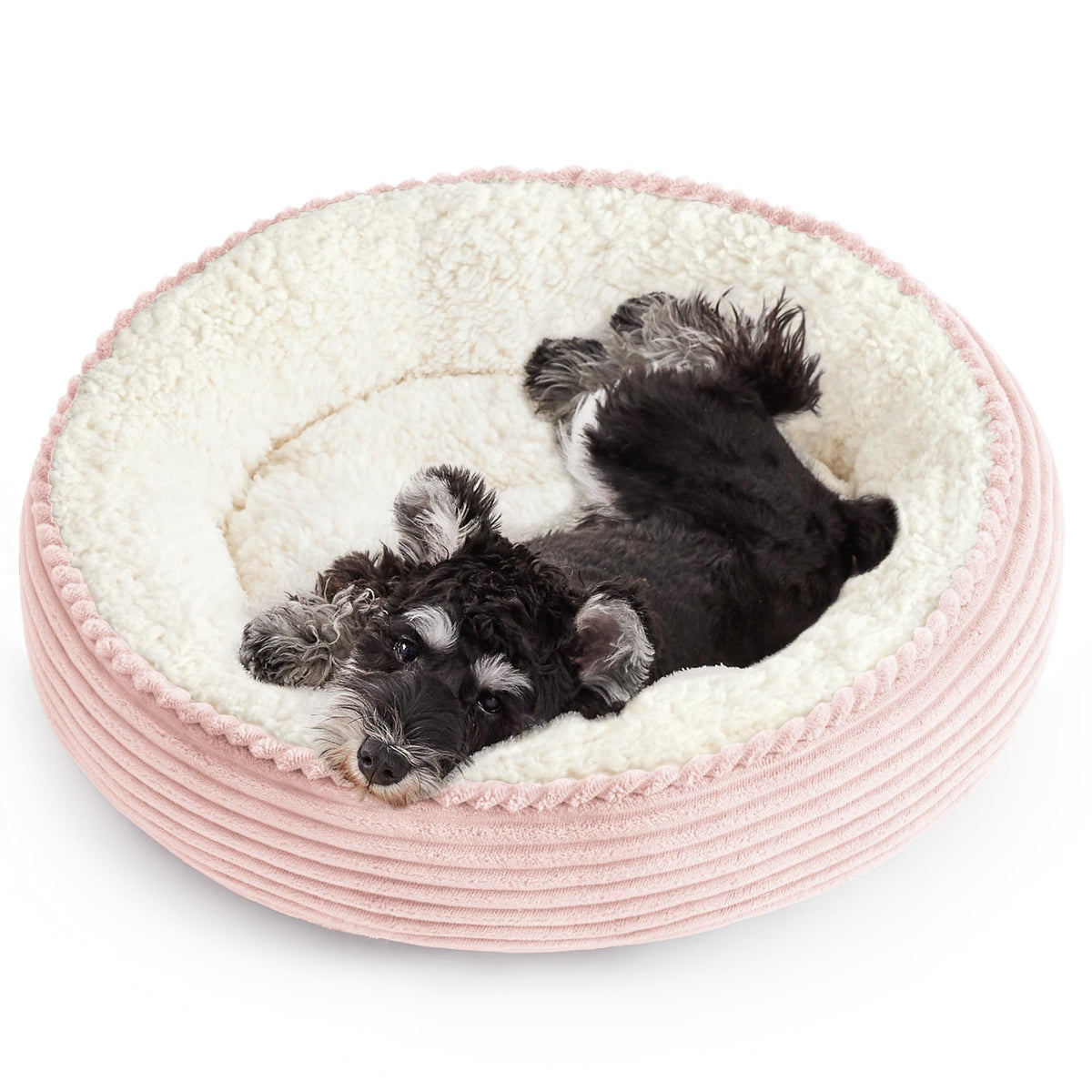 Love's cabin Round Donut Cat and Dog Cushion Bed, 20in Pet Bed for Cats or Small Dogs, Anti-Slip & Water-Resistant Bottom, Soft Durable Fabric Pet beds, Washable Luxury Cat Dog Bed Lavender Stripe