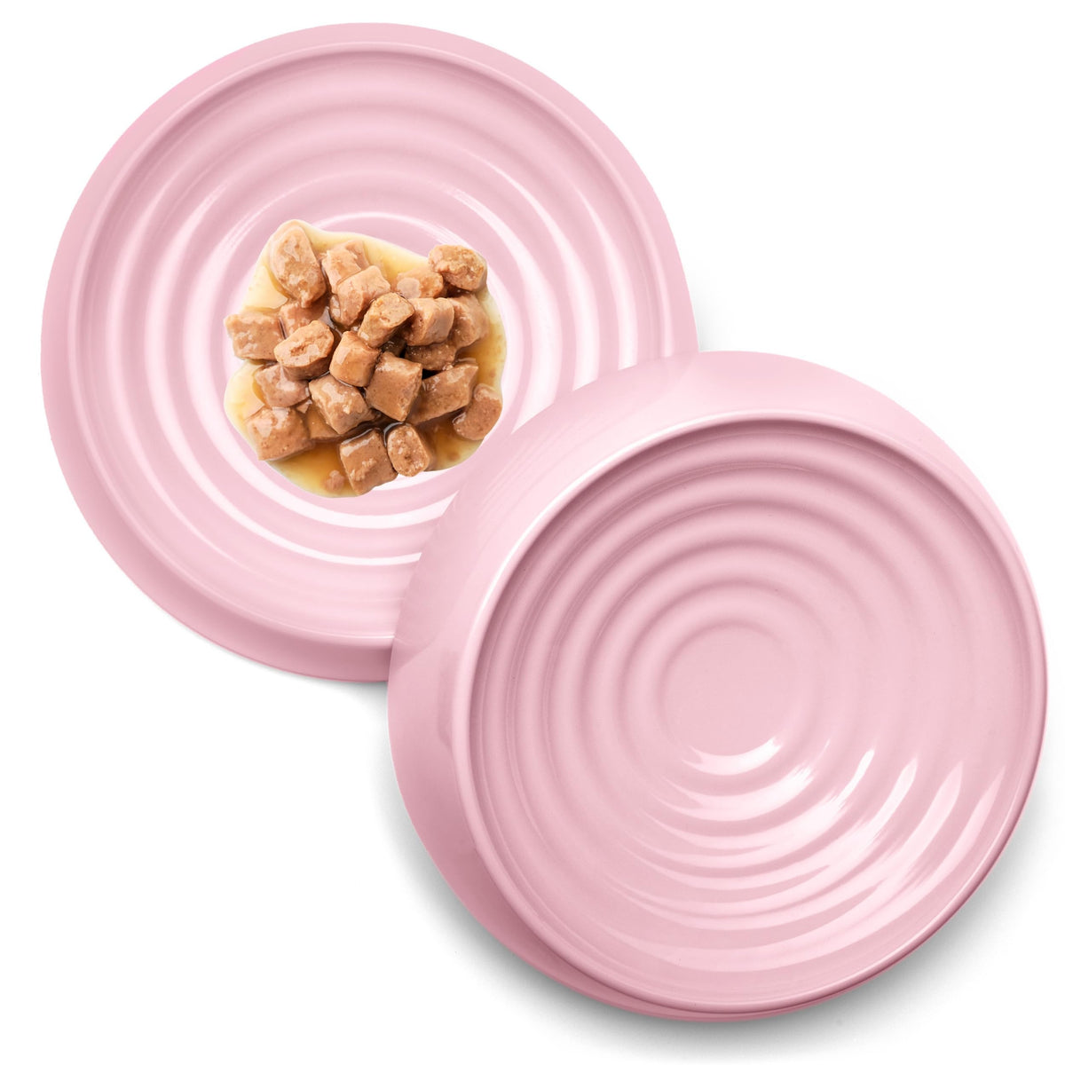 CatGuru Cat Bowls, Whisker Friendly Food Bowl for Indoor Cats, Reliefs Whisker Fatigue, Wide Kitten Dish, Non Slip Pet Dishes, Shallow Pet Plates (Marshmallow, (Pack of 2))