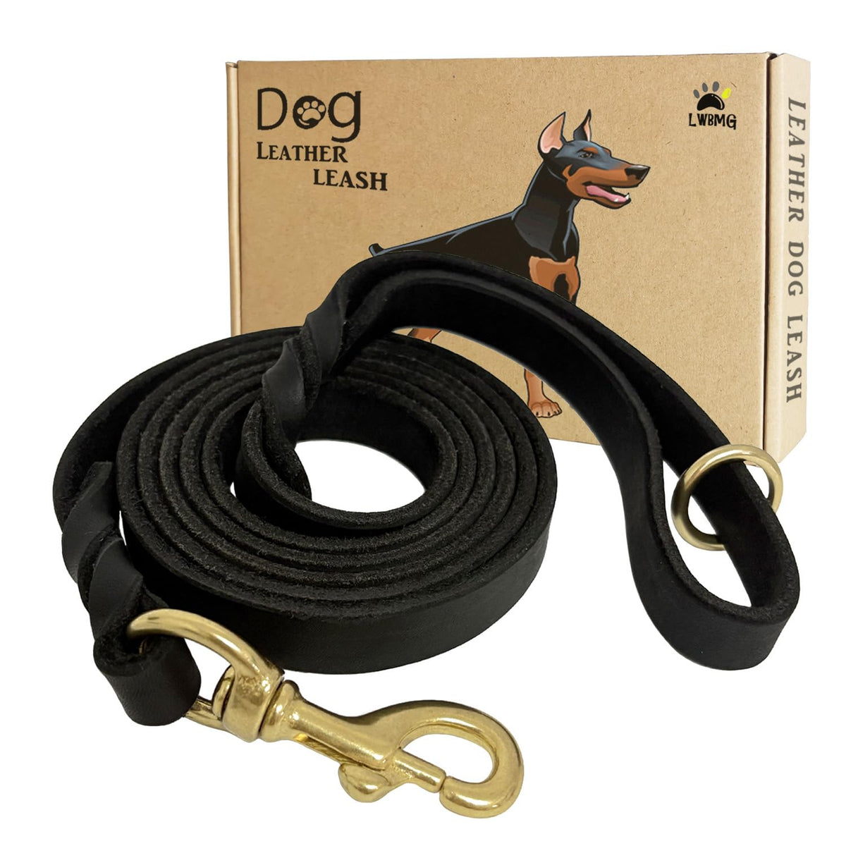 LWBMG Leather Dog Leash 6ft x 3/4 inch, Heavy Duty Genuine Leather Braided Dog Training Leash, Soft and Strong Pet Lead for Large, Medium, Small Dogs