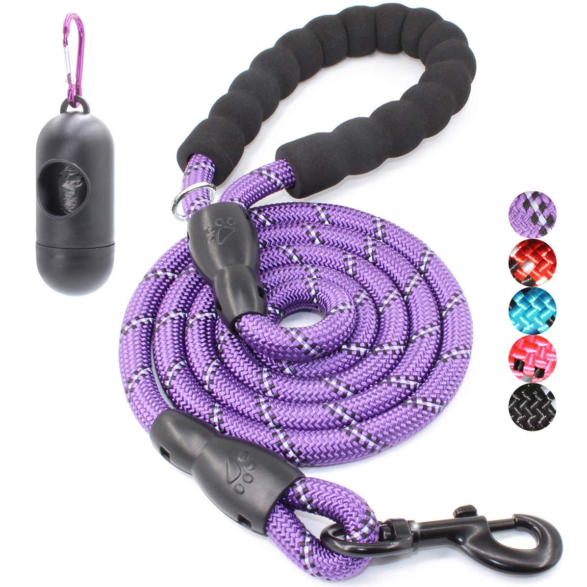 BAAPET 2/4/5/6 FT Dog Leash with Comfortable Padded Handle and Highly Reflective Threads for Small Medium and Large Dogs (5FT-1/2'', Black)