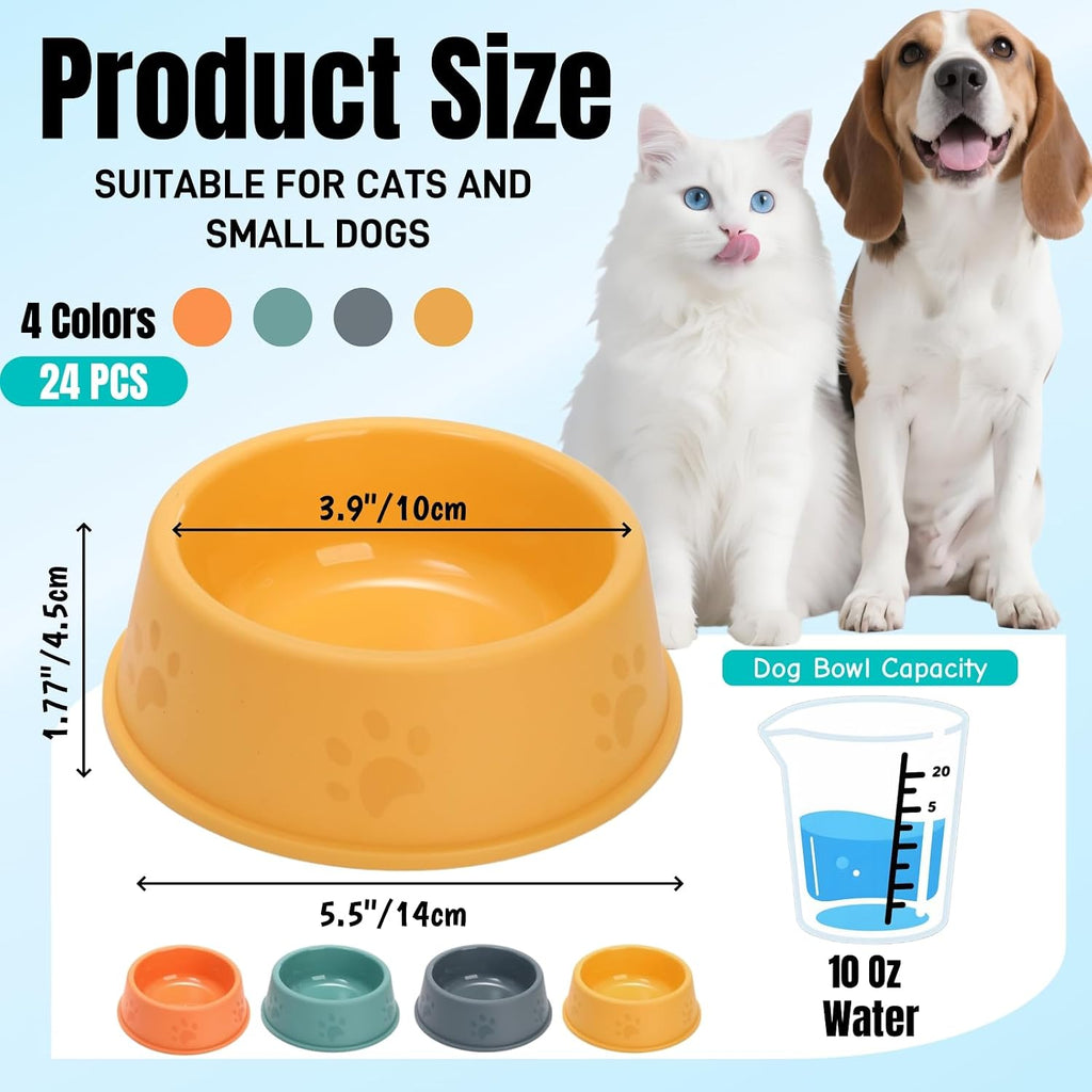 24 Pack Plastic Dog Bowl, 10 Oz Dog Cat Party Supplies