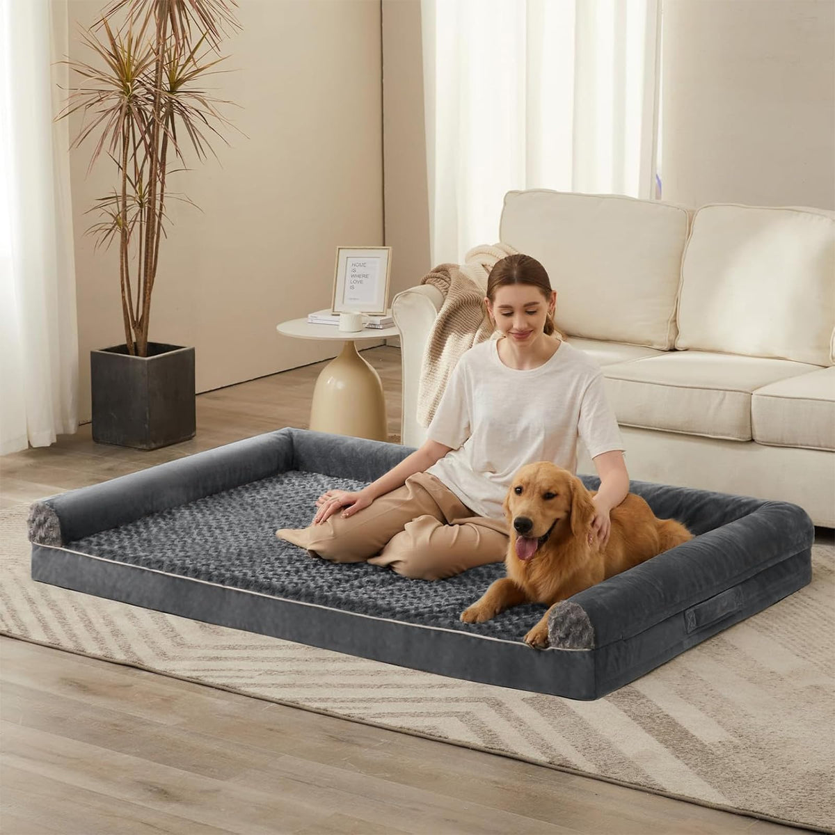 BFPETHOME Orthopedic Washable Large Dog Bed for Senior Dog Comfy Sleep