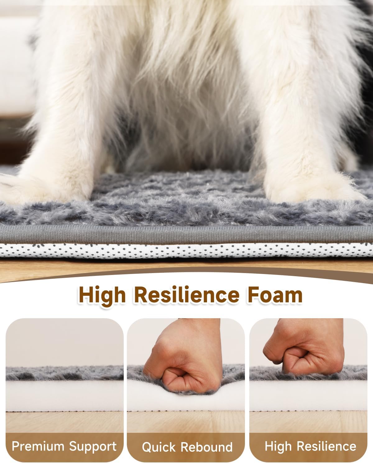 XL Dog Bed for Crate Pad, High Resilience Foam Mat Bed, 41x27, Dark Grey