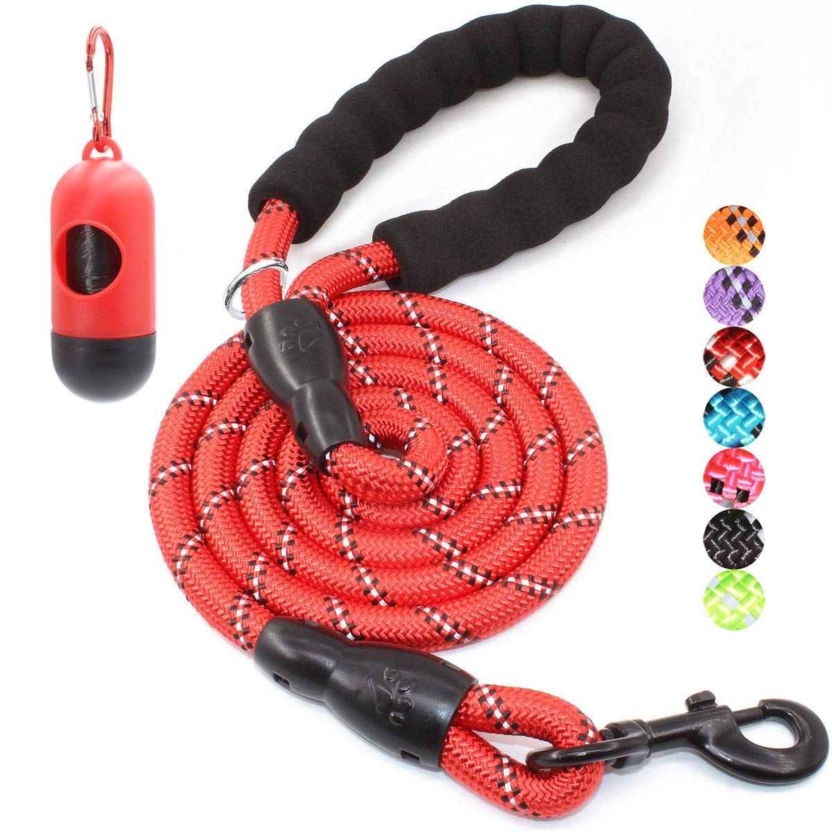 BAAPET 2/4/5/6 FT Dog Leash with Comfortable Padded Handle and Highly Reflective Threads for Small Medium and Large Dogs (5FT-1/2'', Black)