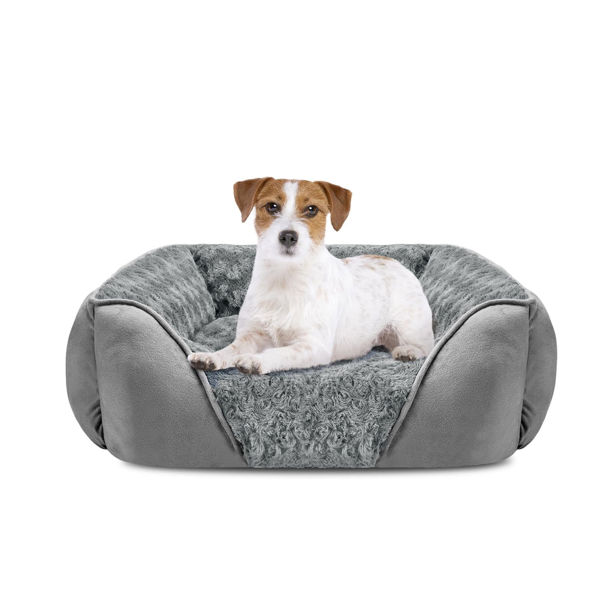 INVENHO Rectangle Washable Orthopedic Dog Bed for Small, Medium and Large Dogs, Soft Calming, Sleeping Puppy Bed Durable Pet Cuddler with Anti-Slip Bottom, S (20"x19"x6")