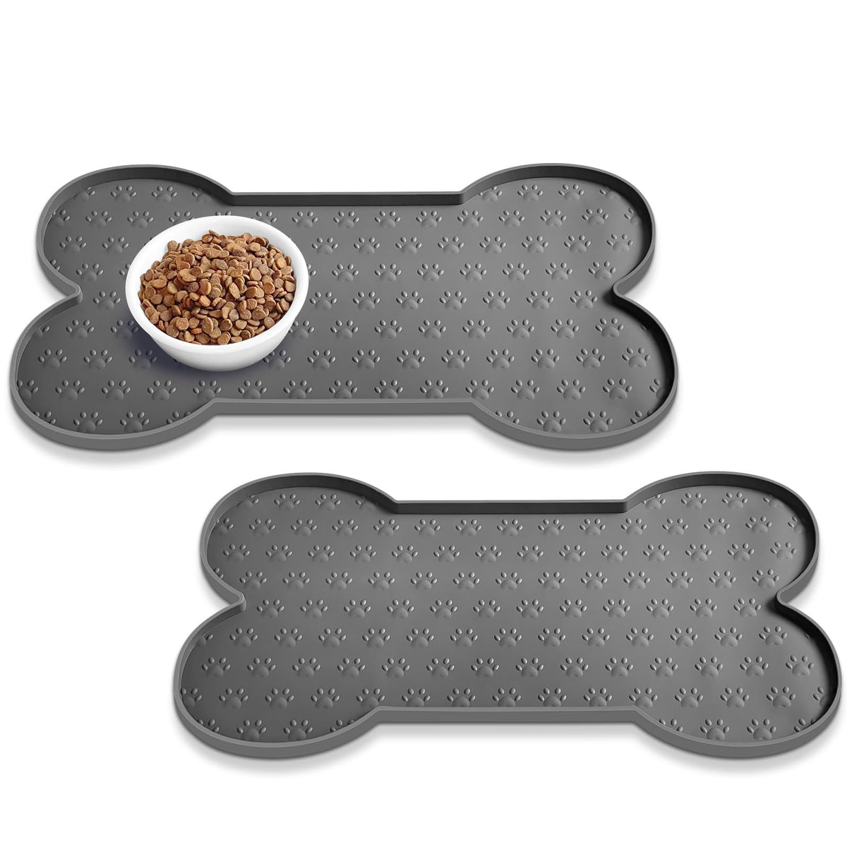 PWTAA Dog Food Mat Anti-Slip Silicone Dog Bowl Mat Thicker Pet Placemat Waterproof Cat Feeder Pad with Raised Edge Puppy Kitten Feeding Mats Suitable Small Medium-Sized Dogs Cats Eating Tray