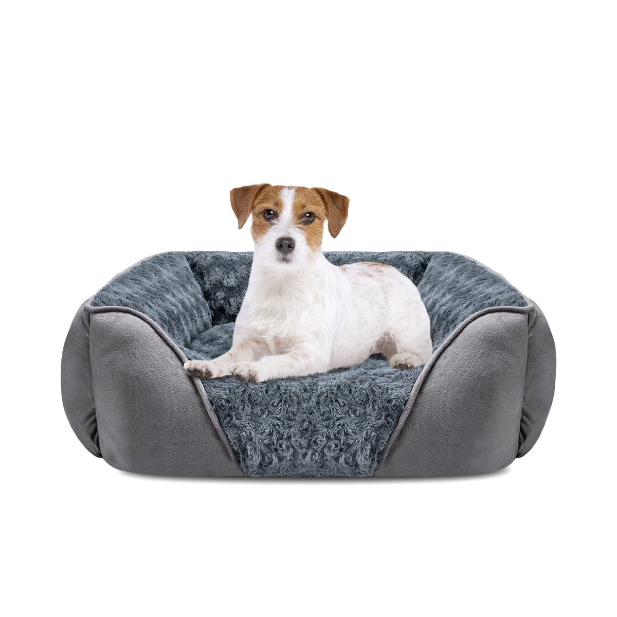 INVENHO Rectangle Washable Orthopedic Dog Bed for Small, Medium and Large Dogs, Soft Calming, Sleeping Puppy Bed Durable Pet Cuddler with Anti-Slip Bottom, S (20"x19"x6")