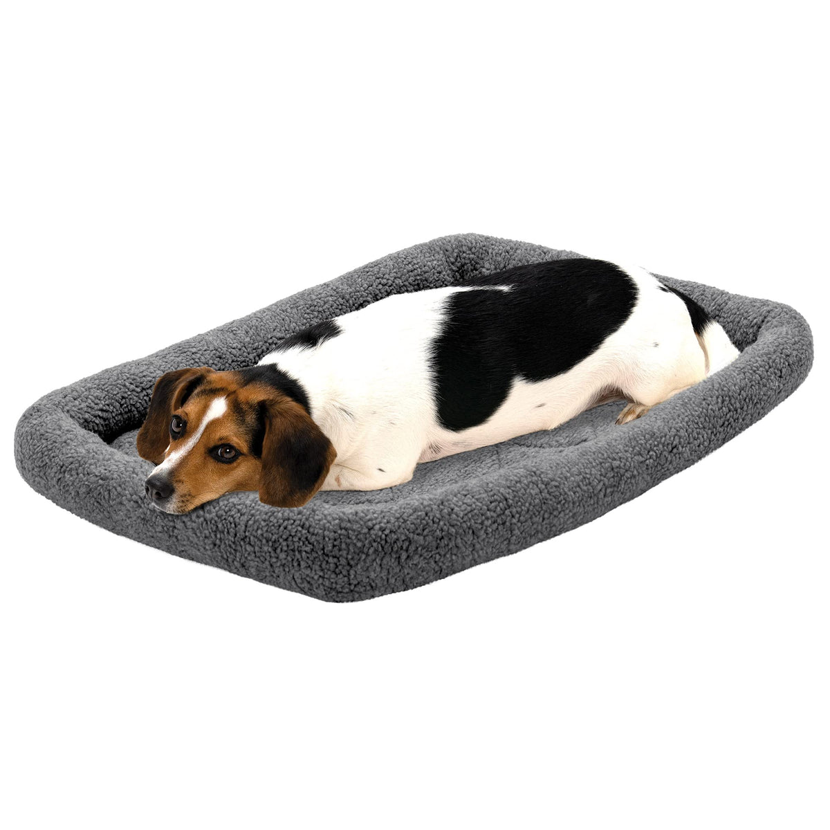 FurHaven Dog Bed for Extra Small Dogs & Cats, Bolster Crate Pad with Soft Supportive Base for Carriers & Kennels, Machine Washable, Extra Small, Sherpa Fleece, Cream