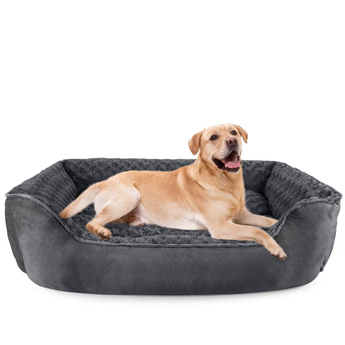JOEJOY Rectangle Dog Bed for Large Medium Small Dogs - Washable Orthopedic Sofa Bed, Soft Breathable Puppy & Pet Cuddler, Durable Calming Dog Bed with Anti-Slip Bottom, Multiple Sizes, Beige