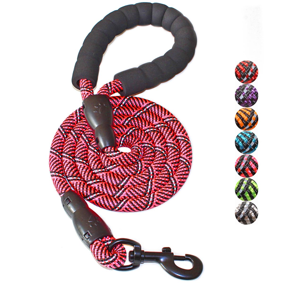 BAAPET 2/4/5/6 FT Dog Leash with Comfortable Padded Handle and Highly Reflective Threads for Small Medium and Large Dogs (5FT-1/2'', Black)