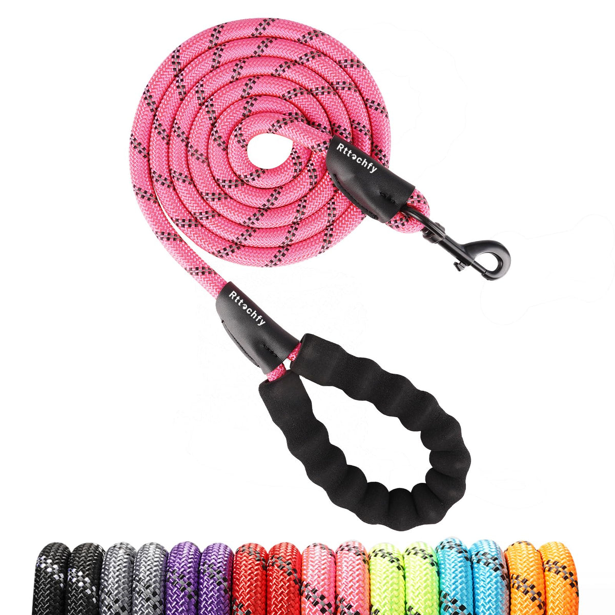 Rttochfy Rope Dog Leash 2/4/5/6/8/10 FT with Comfortable Padded Handle and Highly Reflective Threads for Small Medium and Large Dogs Heavy Duty (1/2"-5 FT, Blue)