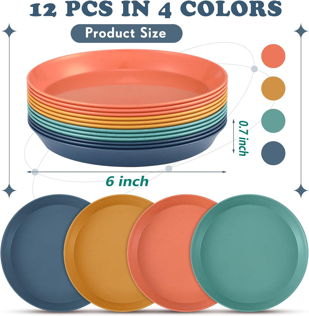 Gerrii 12 Pcs Cat Dish 6 Inch Shallow Wide Cat Bowls,Vintage Colors,Classic