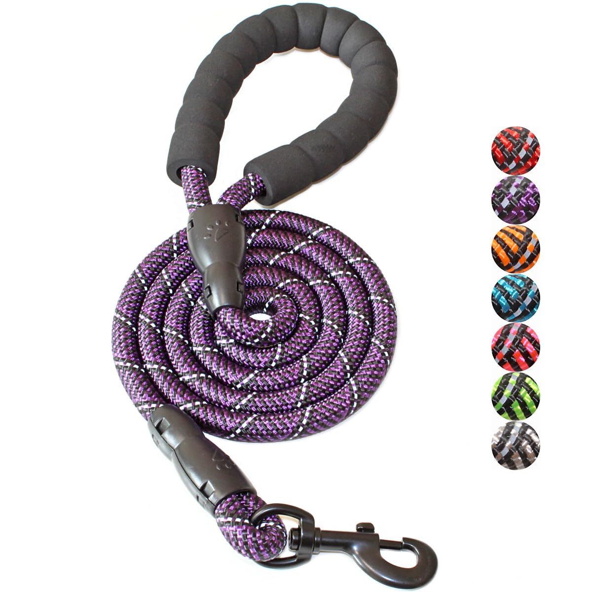 BAAPET 2/4/5/6 FT Dog Leash with Comfortable Padded Handle and Highly Reflective Threads for Small Medium and Large Dogs (5FT-1/2'', Black)