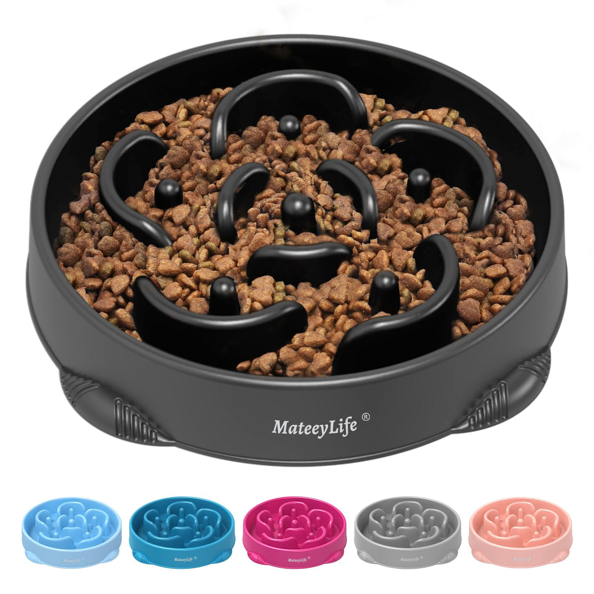 MateeyLife 2-Pack Slow Feeder Dog Bowls, 2 Cups, Dog Puzzle Feeder Bowl