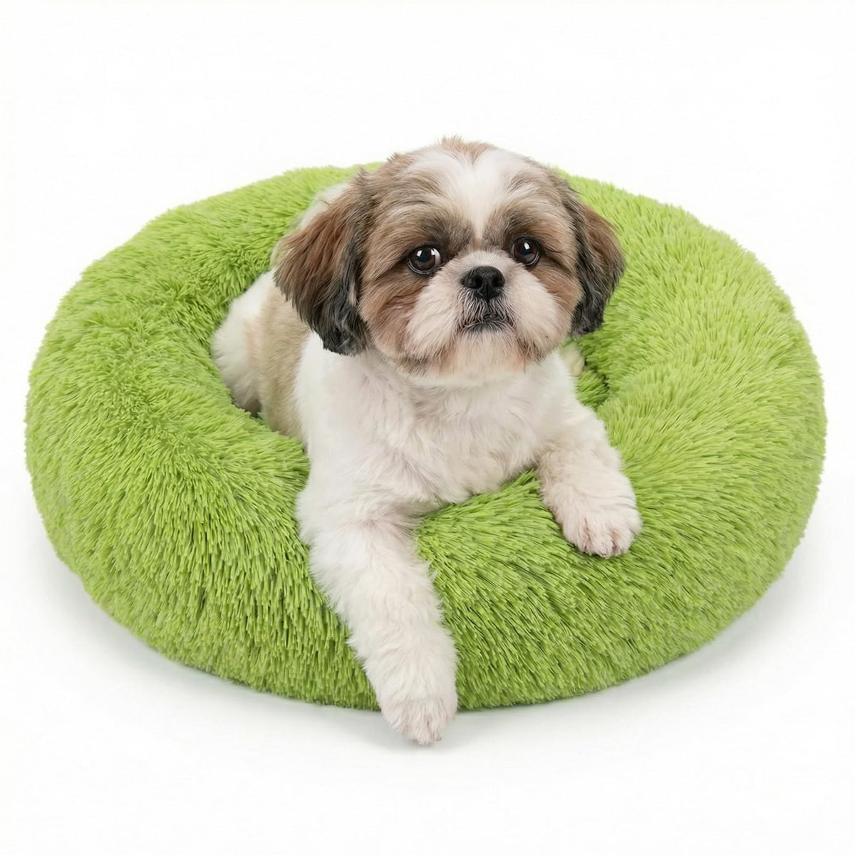 Small Calming Dogs Bed for Small Dogs Anti-Anxiety Machine Washable Fluffy Luxury Anti-Slip Waterproof Mute Base Warming Cozy Soft Pet Puppy Round Bed