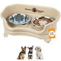 Neater Feeder Express Mess Proof Dog Bowls Elevated for Small Breeds under 15 Lb, Made in USA, No Spill Raised Dog Food Bowl Stand, Stainless Steel Food and Water Bowl Set, Feeding Station, Cappuccino