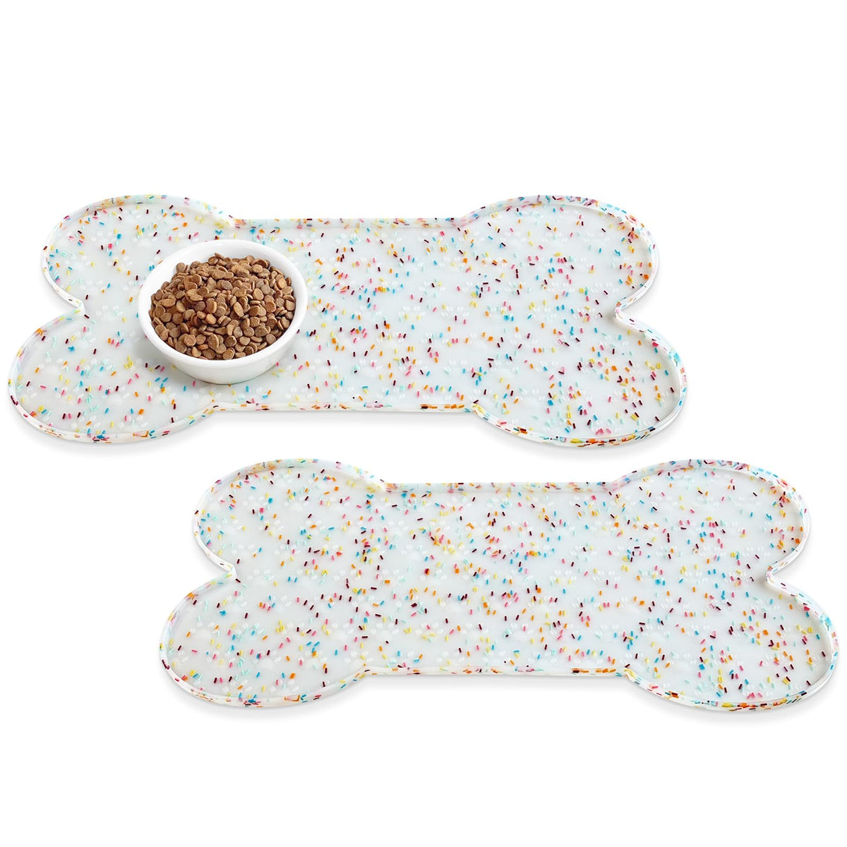 PWTAA Dog Food Mat Anti-Slip Silicone Dog Bowl Mat Thicker Pet Placemat Waterproof Cat Feeder Pad with Raised Edge Puppy Kitten Feeding Mats Suitable Small Medium-Sized Dogs Cats Eating Tray