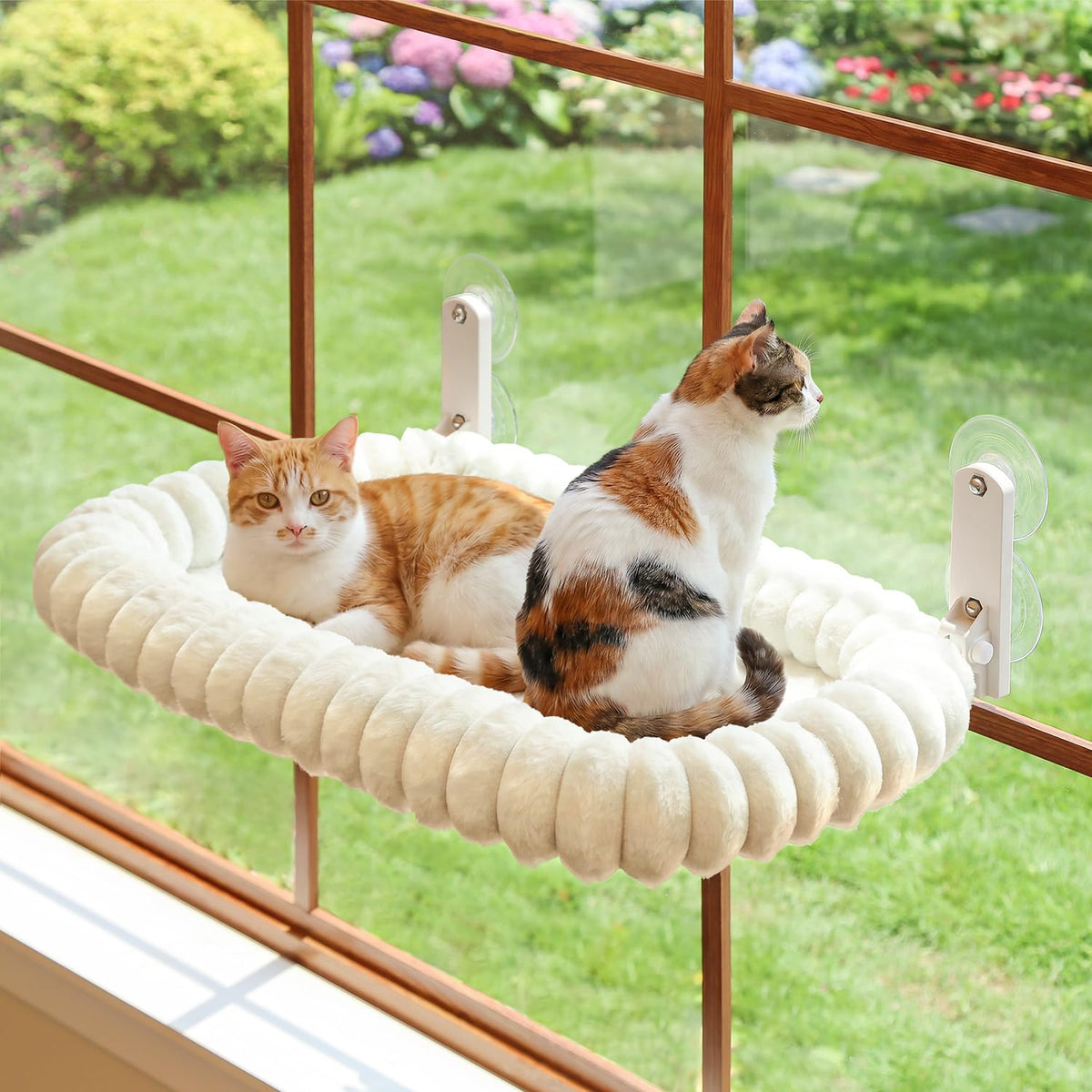 Zakkart SnugCloud Foldable Cat Window Perch (Cream White, M)