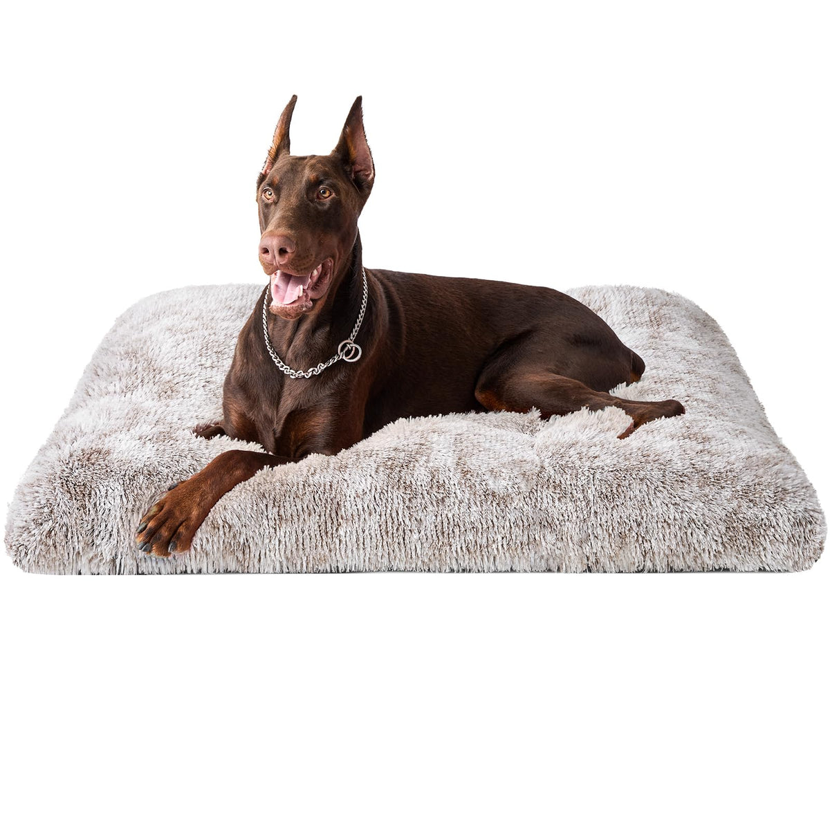 EHEYCIGA Fluffy Dog Crate Bed, Plush Extra Large Dog Pillow, Grey