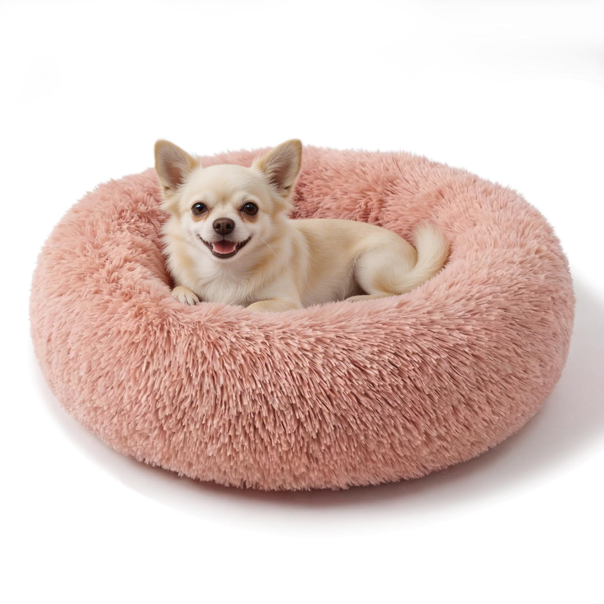 Small Calming Dogs Bed for Small Dogs Anti-Anxiety Machine Washable Fluffy Luxury Anti-Slip Waterproof Mute Base Warming Cozy Soft Pet Puppy Round Bed