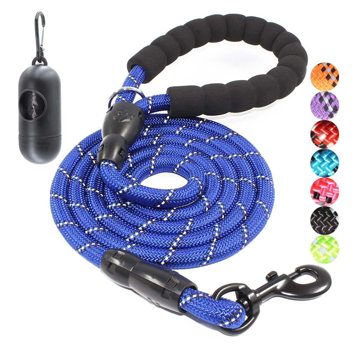 BAAPET 2/4/5/6 FT Dog Leash with Comfortable Padded Handle and Highly Reflective Threads for Small Medium and Large Dogs (5FT-1/2'', Black)