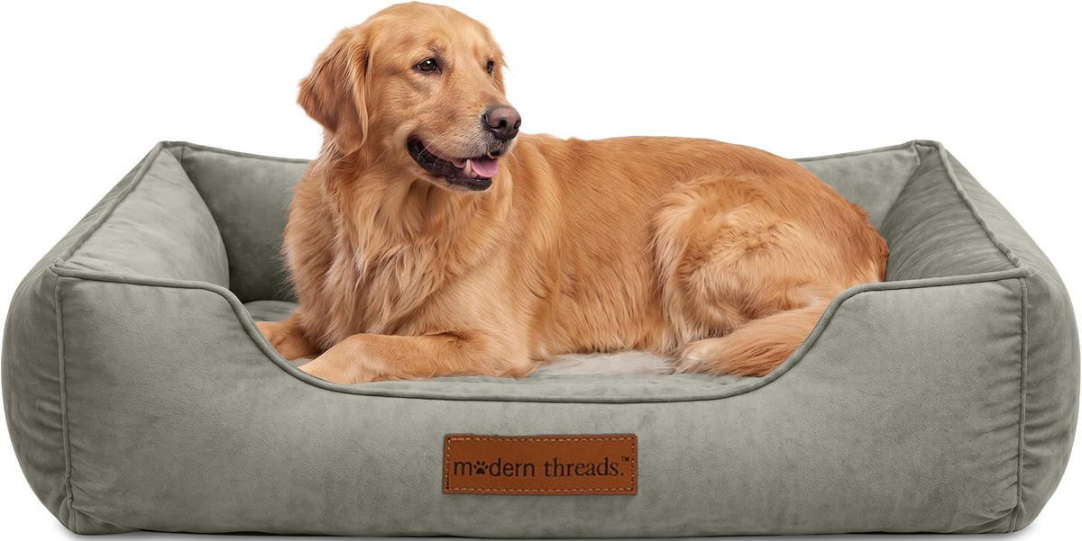 Modern Threads Luxury Dog Bed - Comfortable Tufted Velvet Cushion for Small to Large Dogs - Machine Washable - Durable & Cute Sleep Space for Pets - Pamper Your Pet with Cozy Beds - Rosewood
