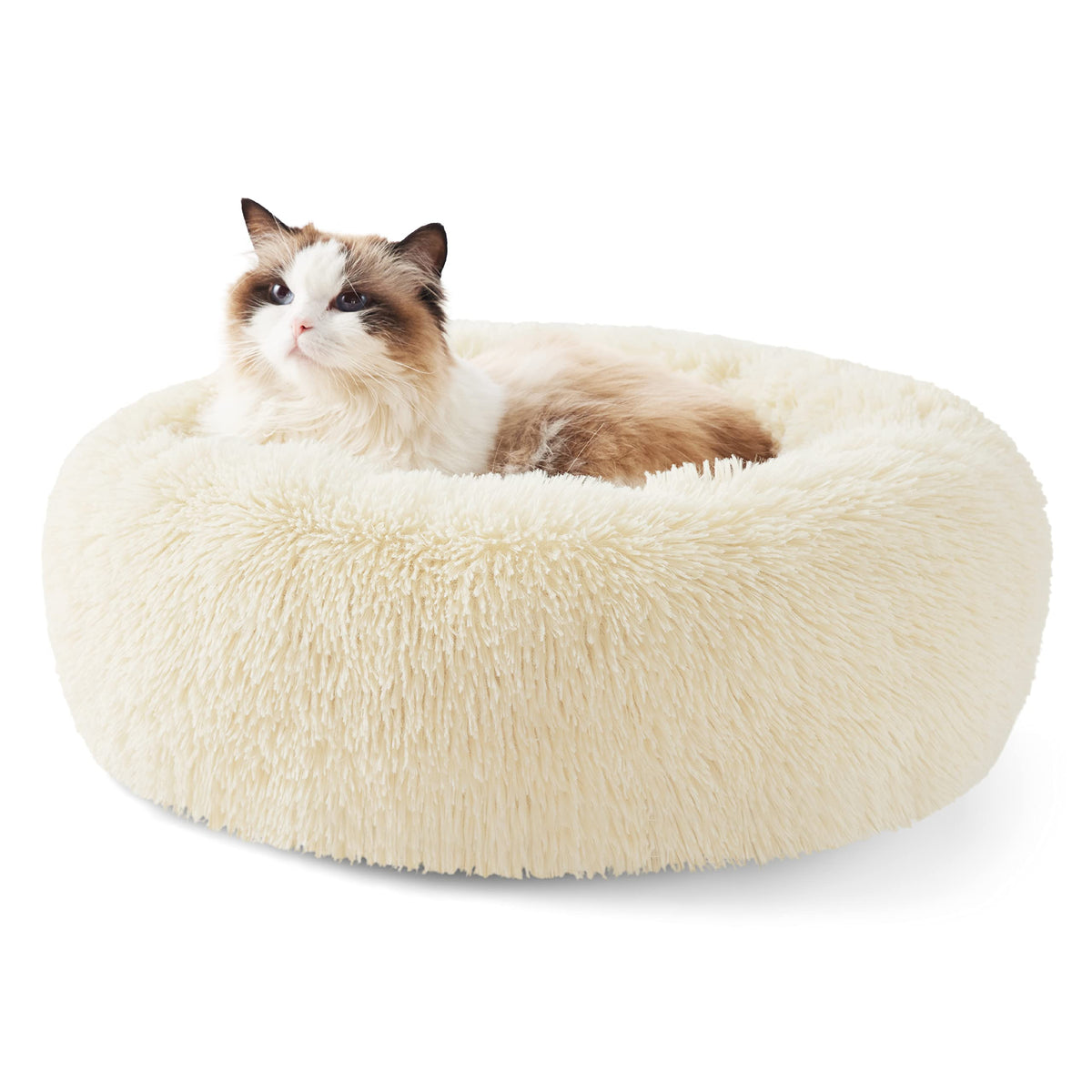 Bedsure Calming Small Dog Bed Donut Washable Cat＆Puppy Bed,23 inches Camel