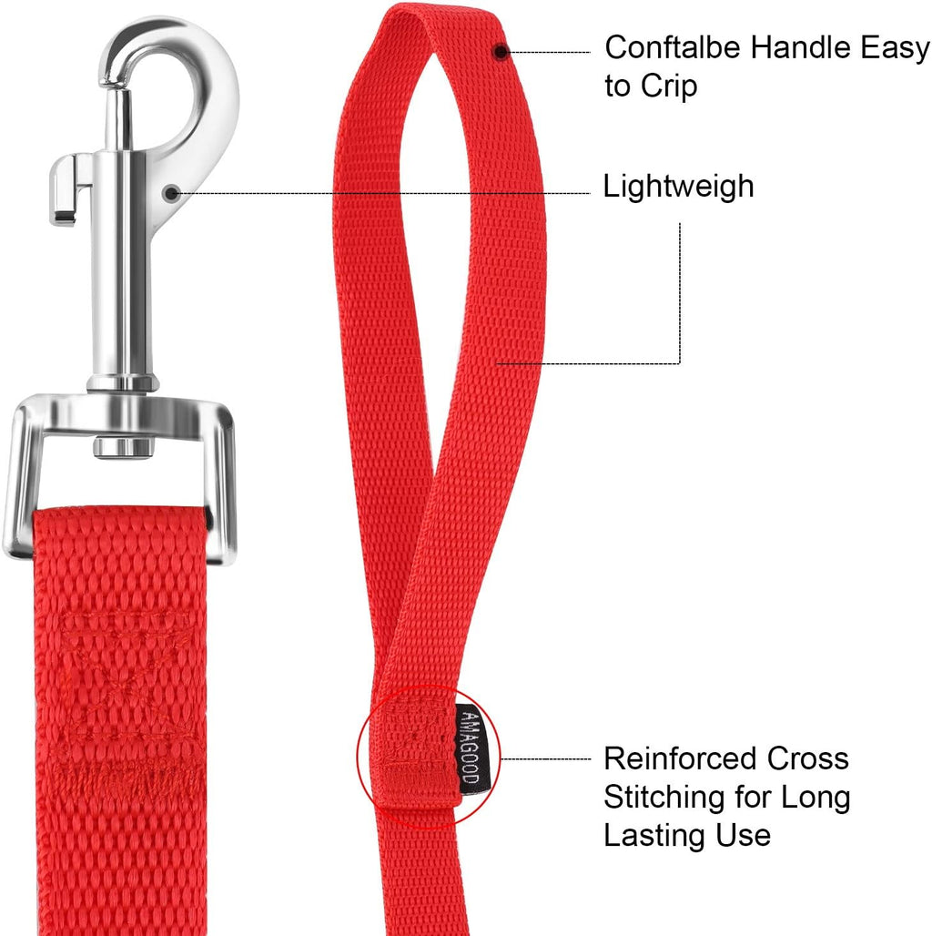 6 FT Puppy/Dog Leashes, Strong Traditional Style Leash with Easy to Use Collar Hook,Dog Lead Great for Small(Red,5/8" x 6 Feet) (Red)