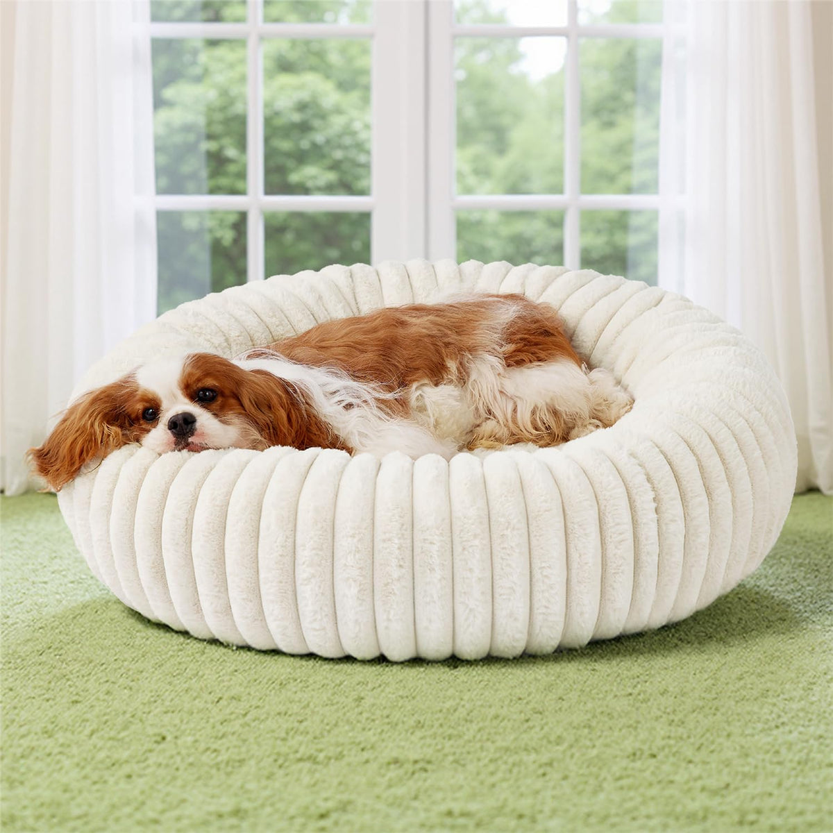 Bedsure ComfyFleece® Donut Dog Bed Medium Size Dog with Washable Cover