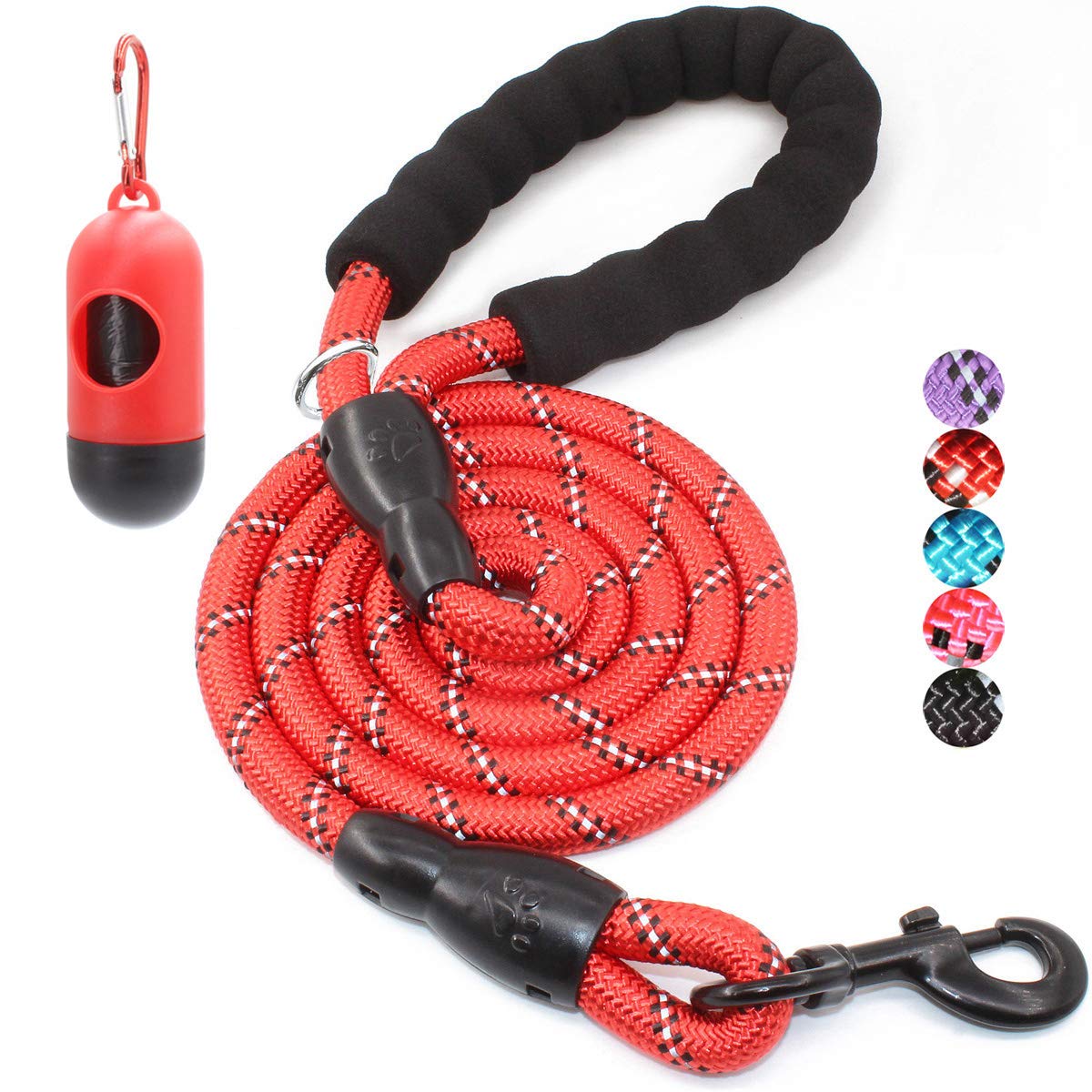 BAAPET 2/4/5/6 FT Dog Leash with Comfortable Padded Handle and Highly Reflective Threads for Small Medium and Large Dogs (5FT-1/2'', Black)