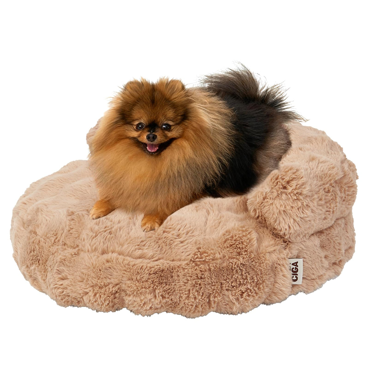 EHEYCIGA Dog Bed Medium Size Dog, Fluffy Small Dog Couch with Removable Washable Cover, Bolster Pet Sofa, Waterproof and Non-Slip, 30" x 30"x 8.5", Cream