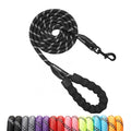 Rttochfy Rope Dog Leash 2/4/5/6/8/10 FT with Comfortable Padded Handle and Highly Reflective Threads for Small Medium and Large Dogs Heavy Duty (1/2"-5 FT, Blue)
