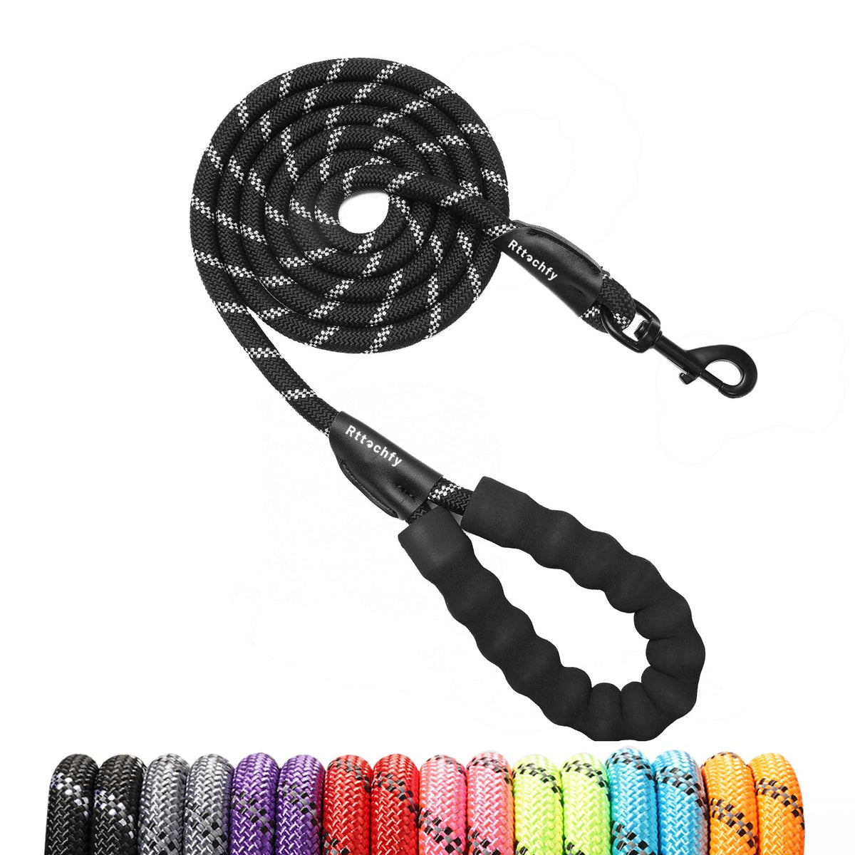 Rttochfy Rope Dog Leash 2/4/5/6/8/10 FT with Comfortable Padded Handle and Highly Reflective Threads for Small Medium and Large Dogs Heavy Duty (1/2"-5 FT, Blue)
