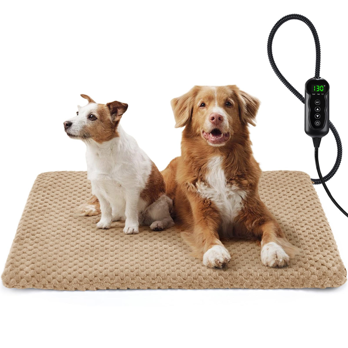 INVENHO Heated Cat Bed, Waterproof Adjustable Temperature Dog Cat Heating Pad with Timer, Indoor Pet Heating Pad for Cats Dogs Electric Pads for Dogs Cats, Pet Heated Pad (S: 18" x 16")