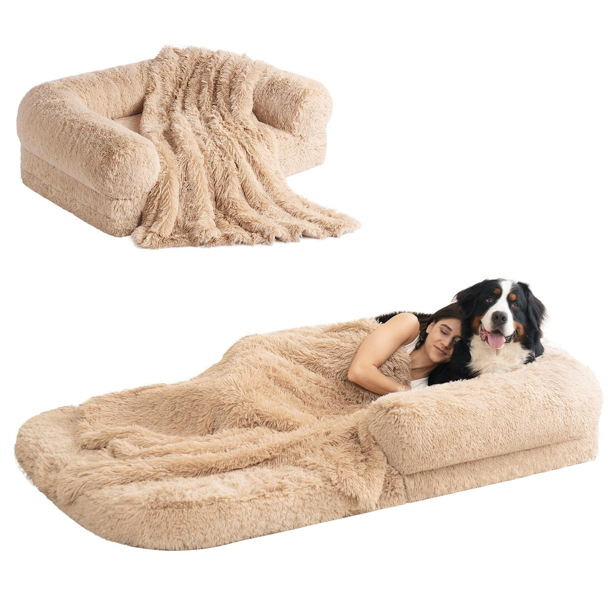 EHEYCIGA Orthopedic Foldable Human Dog Bed - 72x44x11, Grey