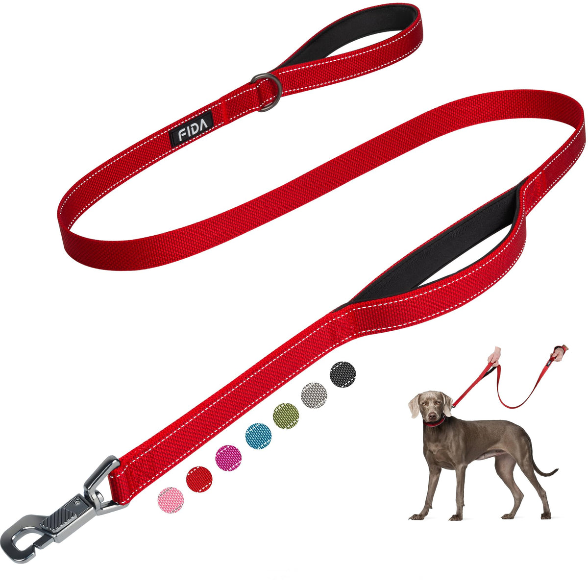 Fida Heavy Duty Dog Leash for Medium Large Dogs, 4 FT, Dual Padded Handles