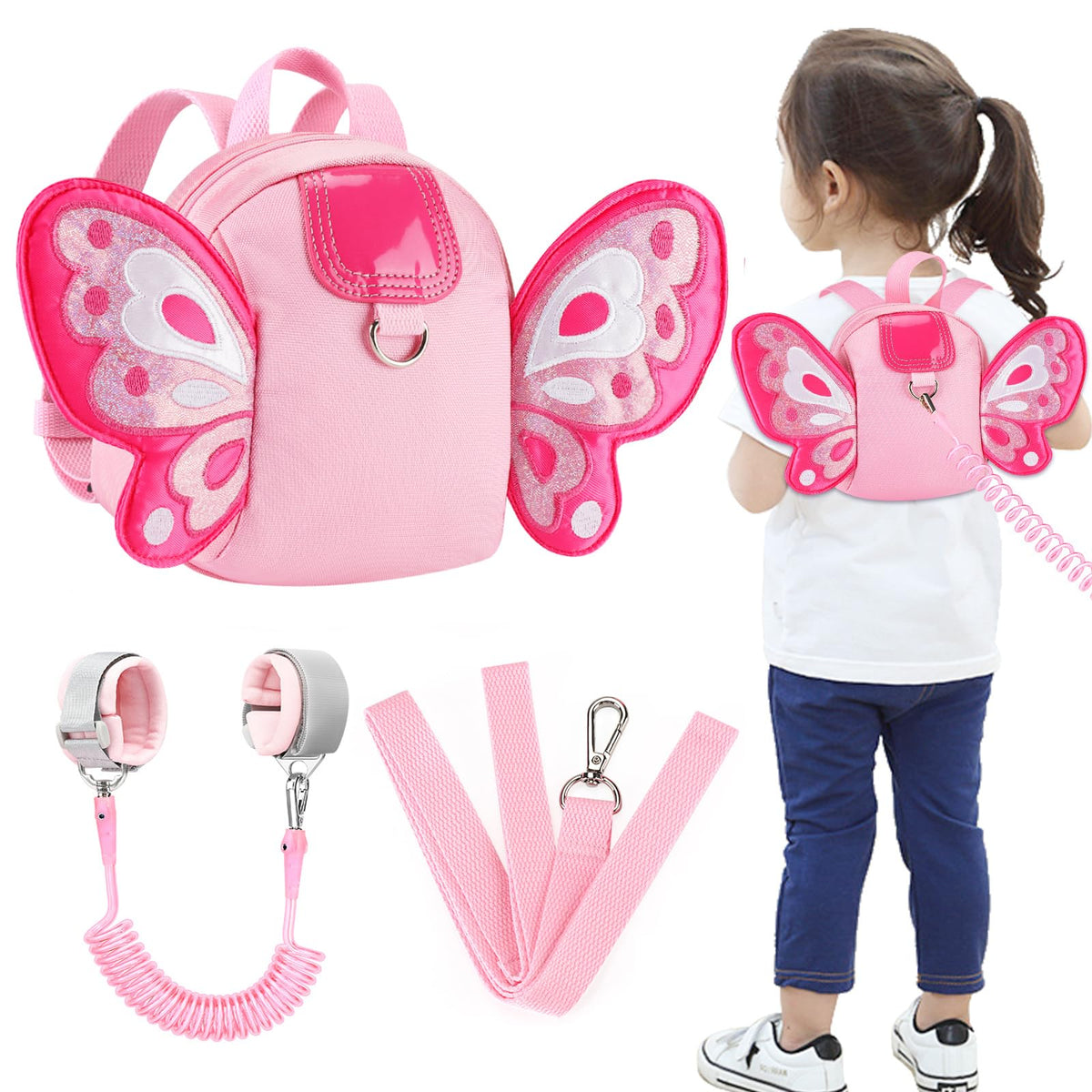 Accmor Toddler Harness Backpack Leash, Cute Dinosaur Backpacks with Anti Lost Wrist Link, Cute Mini Child Backpack Wristband Tether Strap and Protection Leashes for Boys Girls Aged 1-3 Years