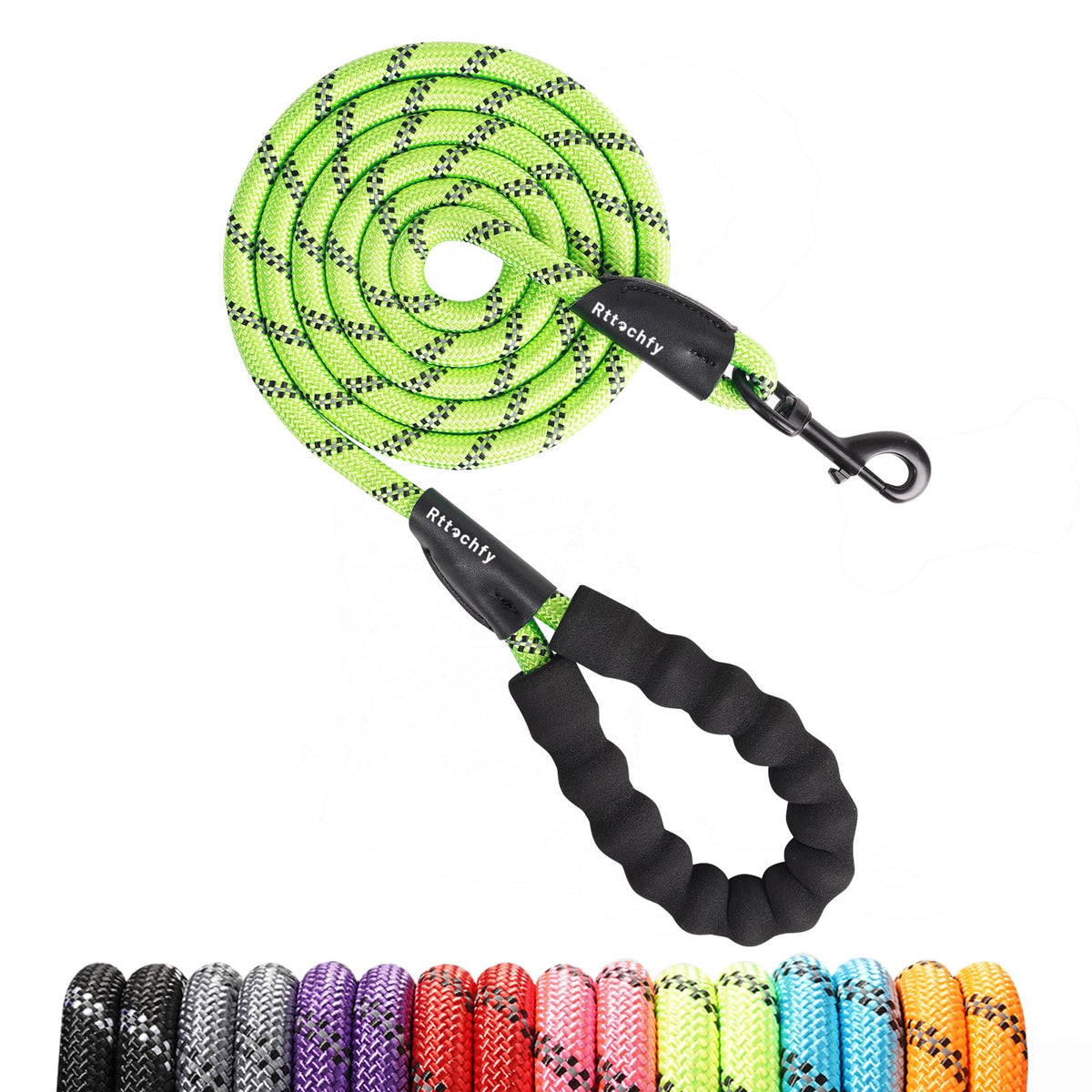 Rttochfy Rope Dog Leash 2/4/5/6/8/10 FT with Comfortable Padded Handle and Highly Reflective Threads for Small Medium and Large Dogs Heavy Duty (1/2"-5 FT, Blue)