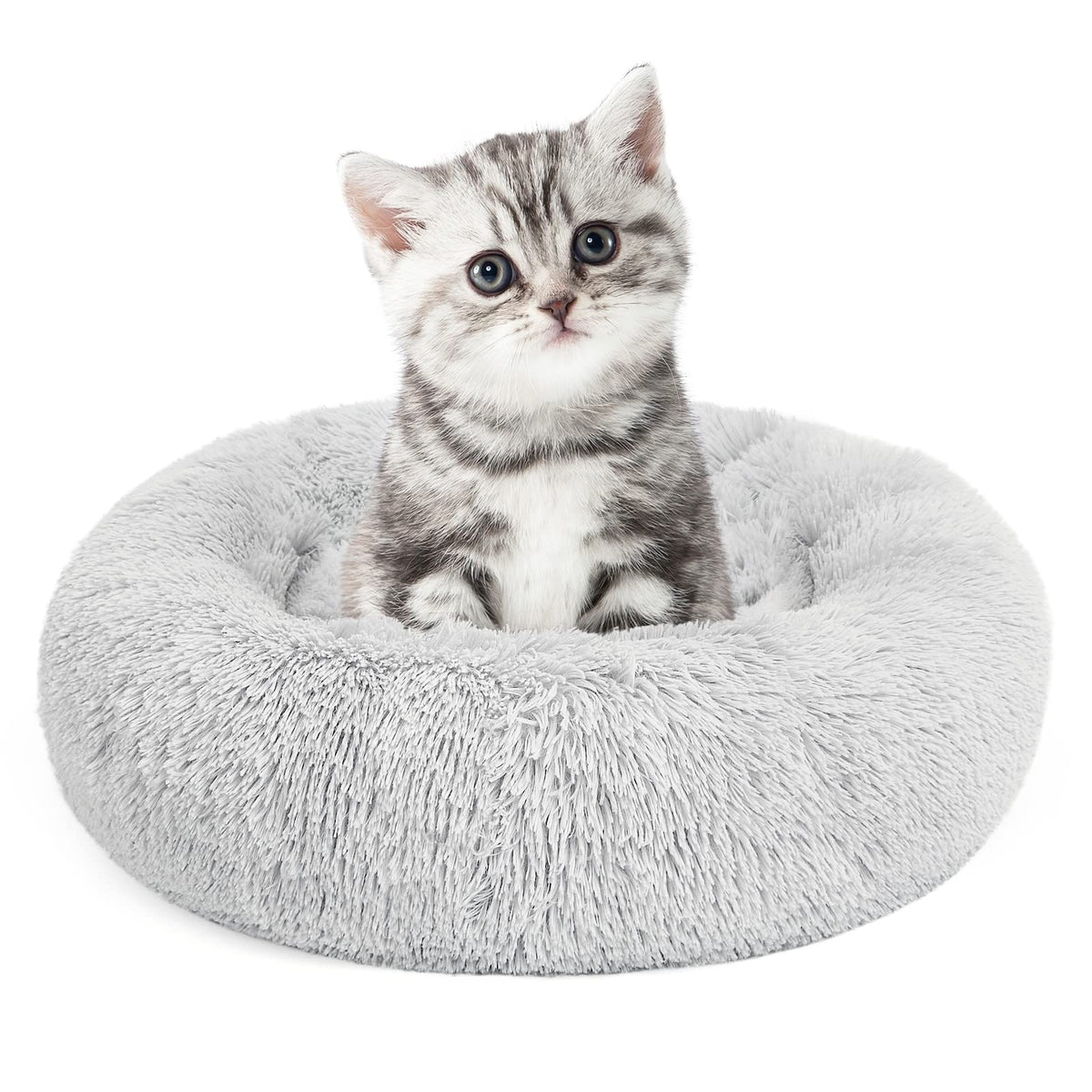 MIXJOY Orthopedic Dog Bed Comfortable Donut Cuddler Round Pet Beds Ultra Soft Washable Dog and Cat Cushion (20''/23''/30'') (23'', Brown)