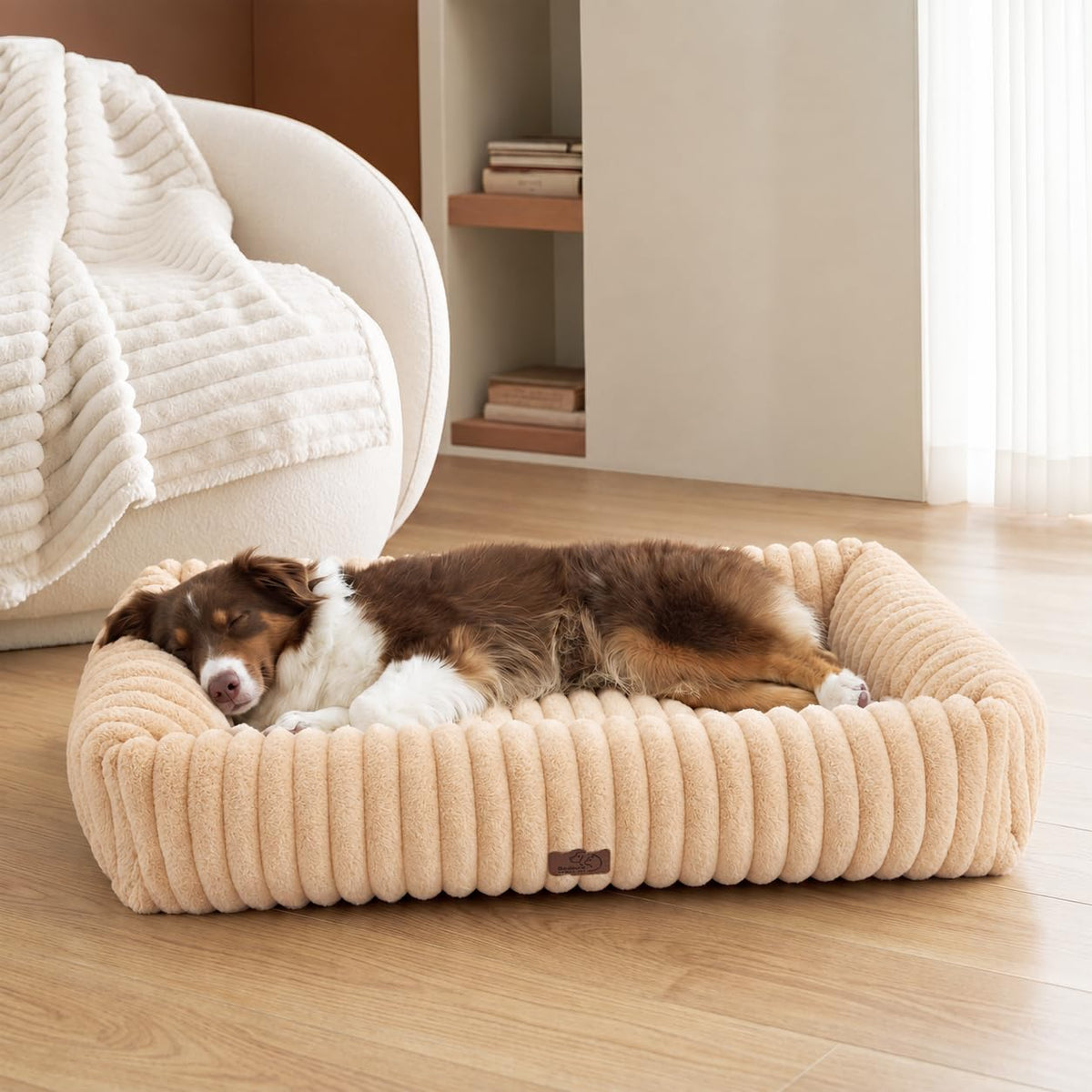 Bedsure ComfyFleece® Cute Dog Bed for Small Medium Dogs Washable,25in Cream