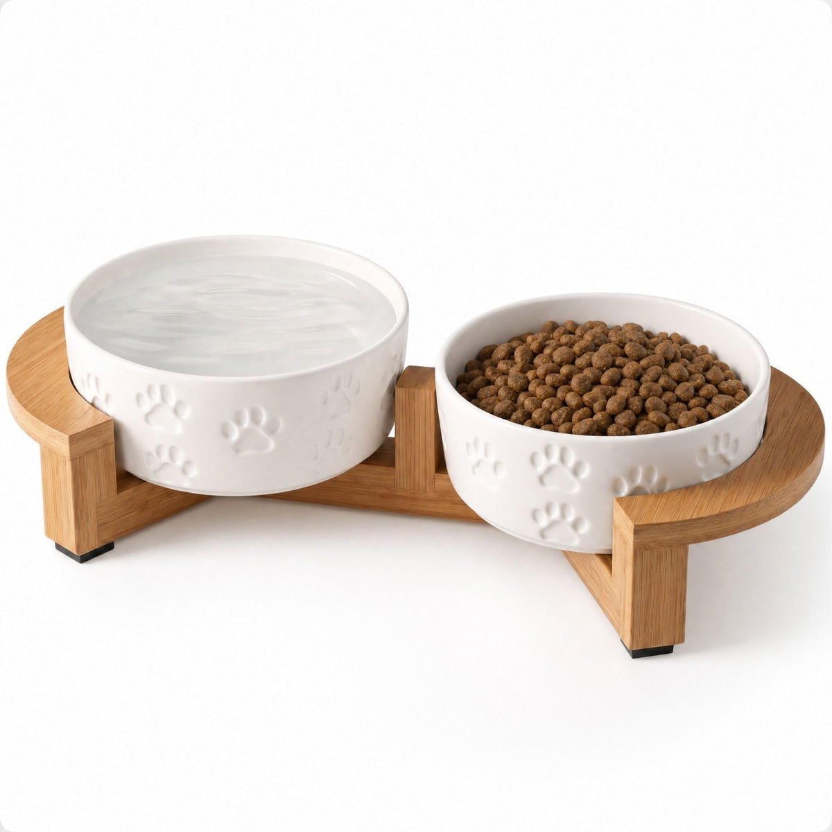 Ceramic Dog Bowl Set of 2 with Anti-Skid Base, 5.5"W x 2"H, 2 Cup Capacity