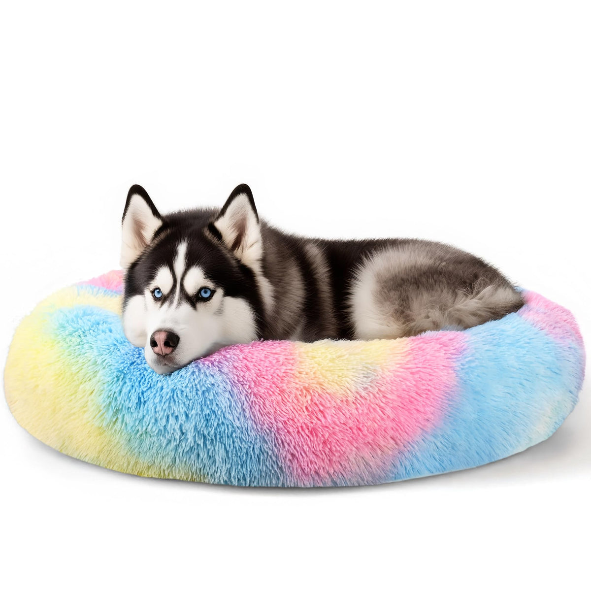 Hoewina Dog & Cat Bed for Indoor Cats, 20in Calming Donut Bed (Light Grey)