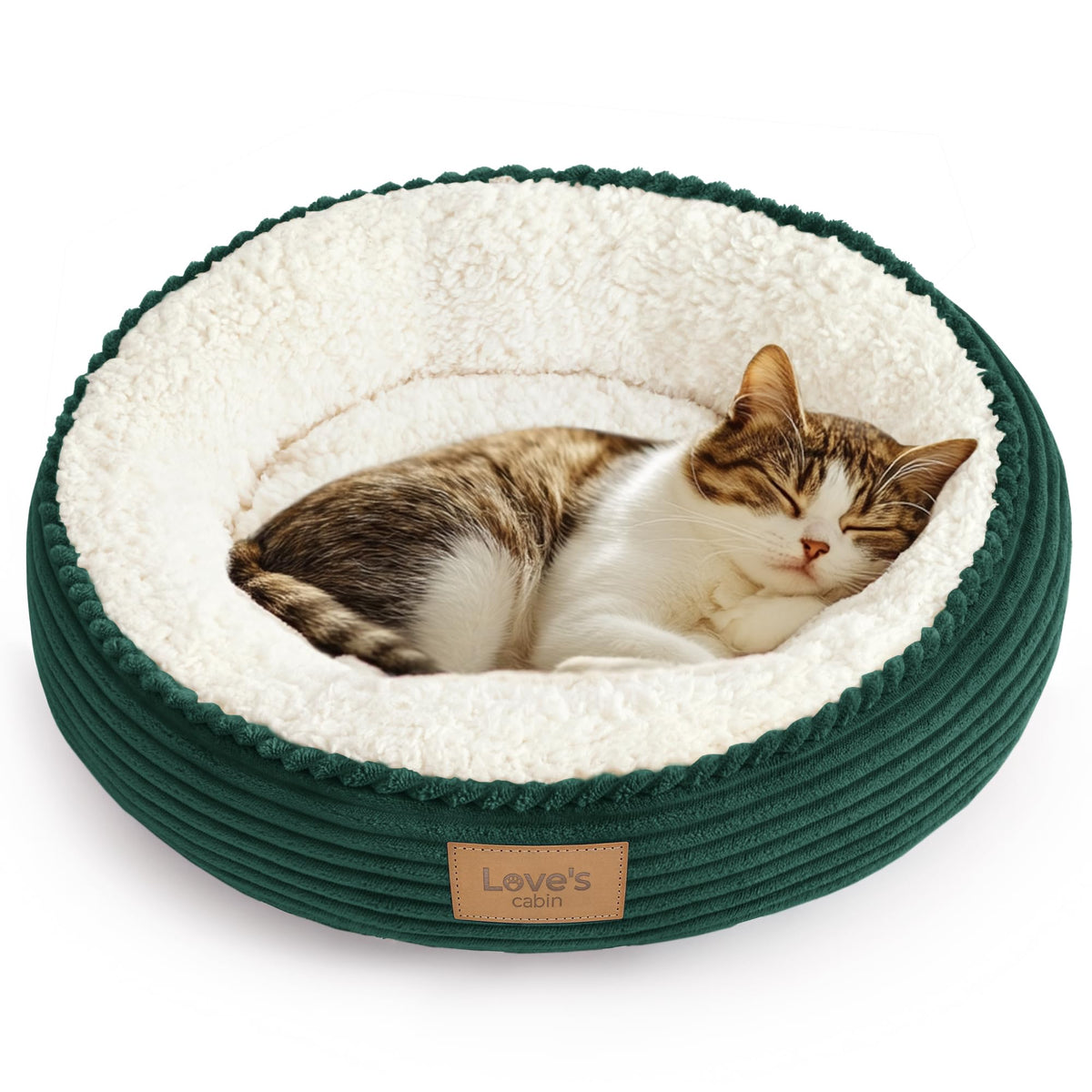 Love's cabin Round Donut Cat and Dog Cushion Bed, 20in Bed for Cats or Small Dogs, Anti-Slip & Water-Resistant Bottom, Super Soft Durable Fabric Pet Beds, Washable Luxury Cat & Dog Bed Gray