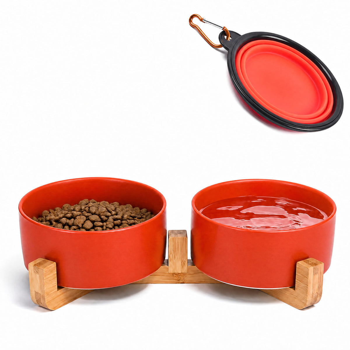 Petygooing Ceramic Dog Cat Bowls Set with Stand,Black Pet Food and Water Bowl,Small Dog Bowls Cute Modern Anti Slip Set of 2 Pet Feeder Small Size Pet Dish(13.5OZ/5.1 in)