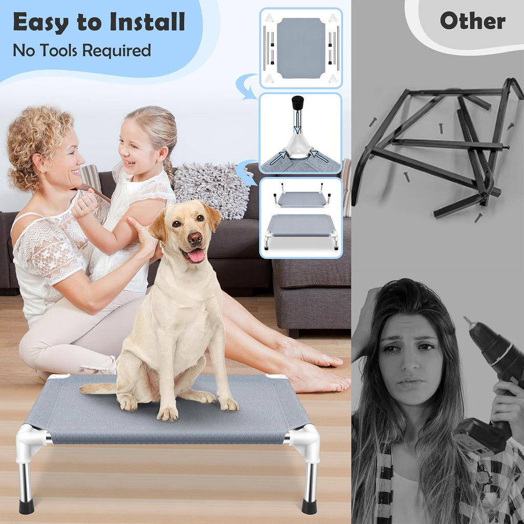 Elevated Dog Bed, Raised Outdoor Dog Bed for Medium Dogs, Portable Pet Cots