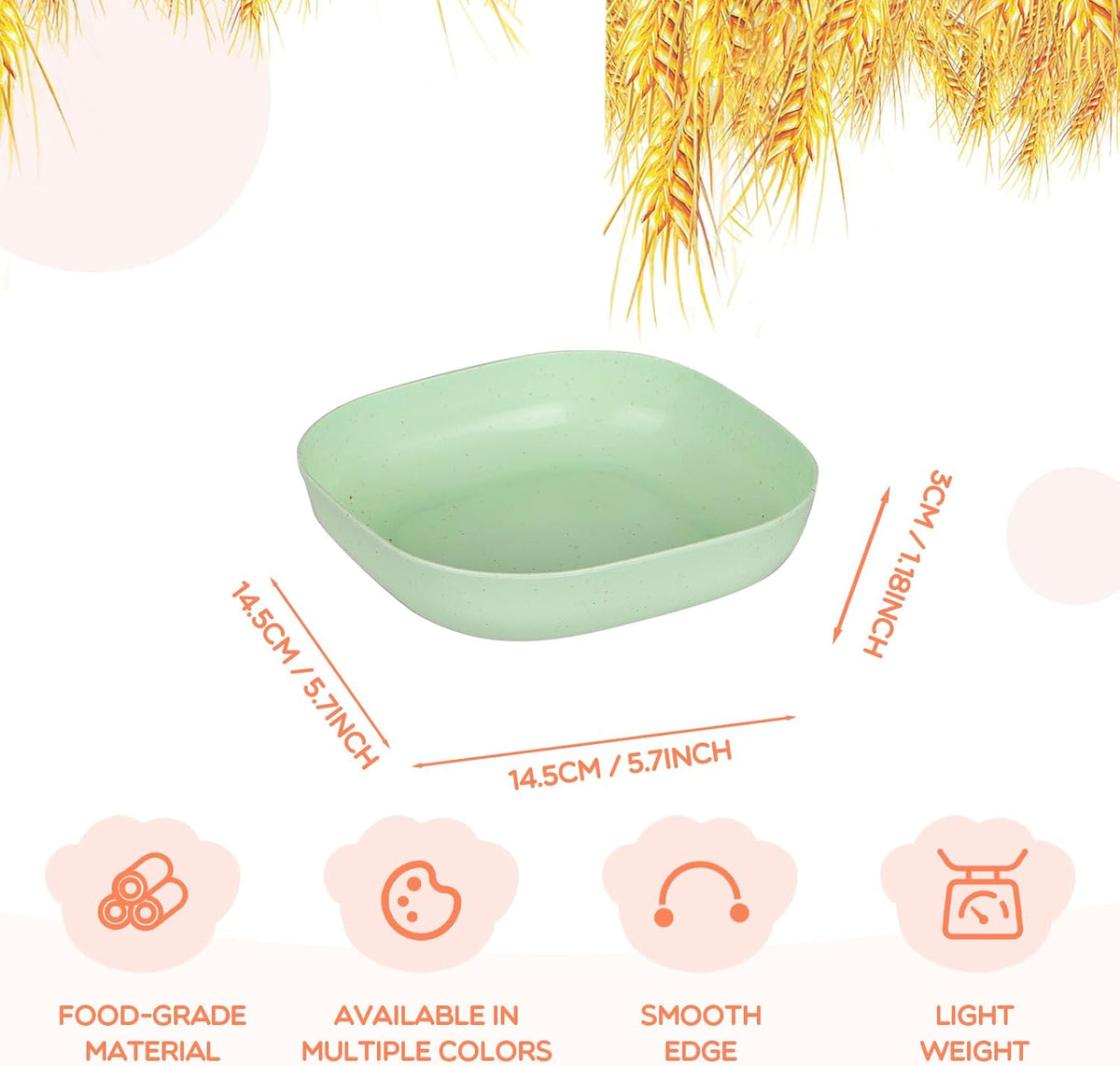 Cat Food Bowl Set, 6 inch Wide Shallow Cat Bowl for Relief Whisker Fatigue,Small Flat Cats Dish, Shallow Pet Feeding Dish or Plate for Kittens and Small Dogs (4Pcs)